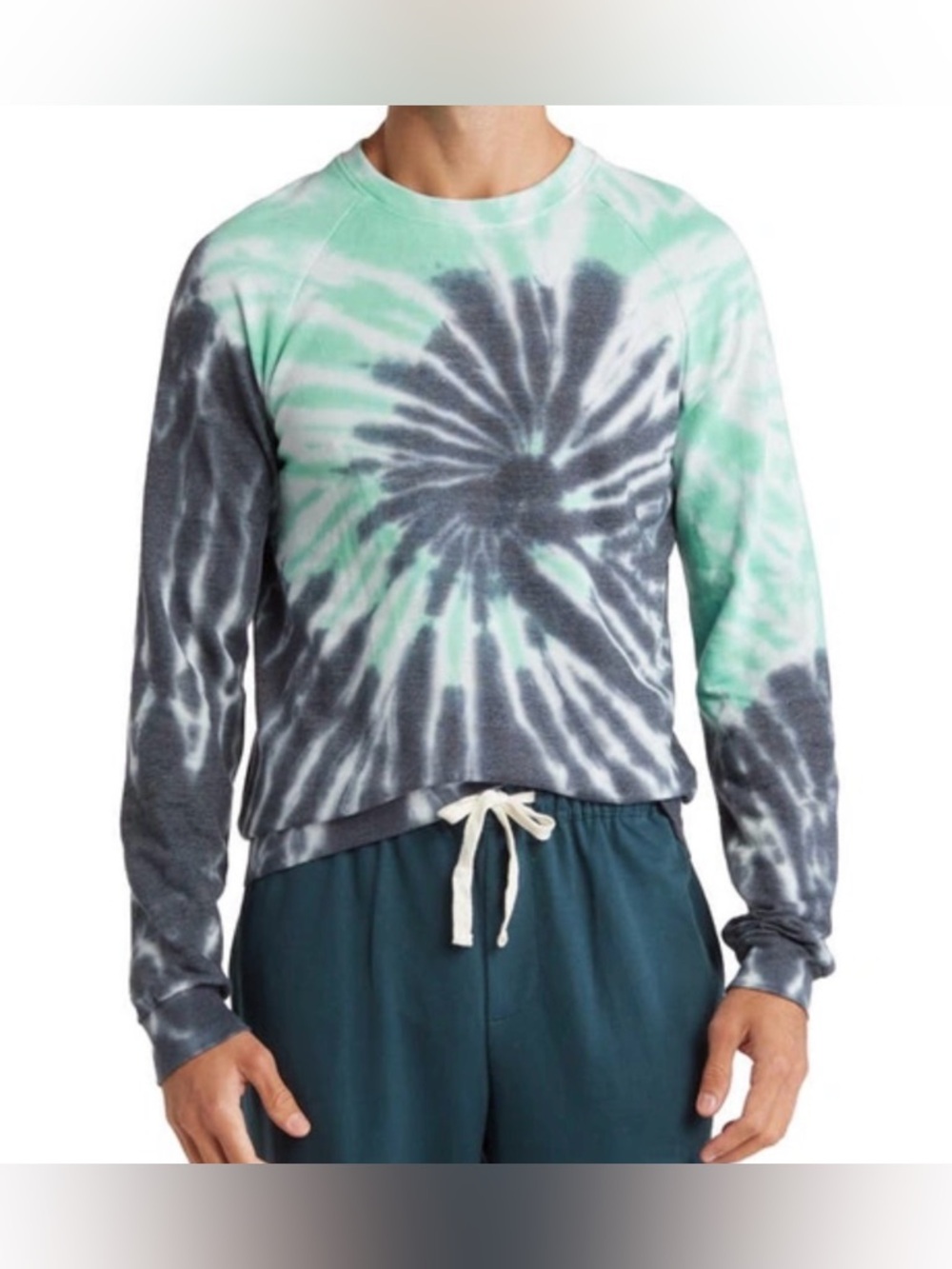 NWT Surf & Swim Co Raglan Terry Tie Dye Crewneck Sweatshirt Green/ Grey - Size S